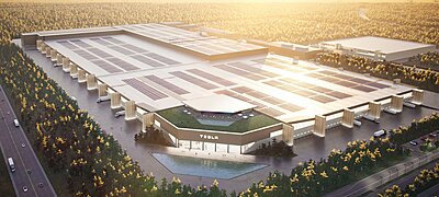 Drónfelvételt osztott meg Elon Musk a Tesla Európában épülő új autógyáráról