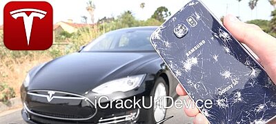 Ilyen az ha egy Galaxy S6-on áthajtunk egy Tesla Model S-sel