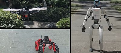 Videón az emberszabású robot, ami drónt indít a hátáról, ami aztán autóvá változik