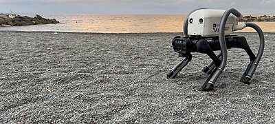 Videón a takarító robotkutya, aminek porszívóból vannak a lábai