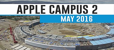 Már az ablakokat rakják be az Apple épülő új campus-án